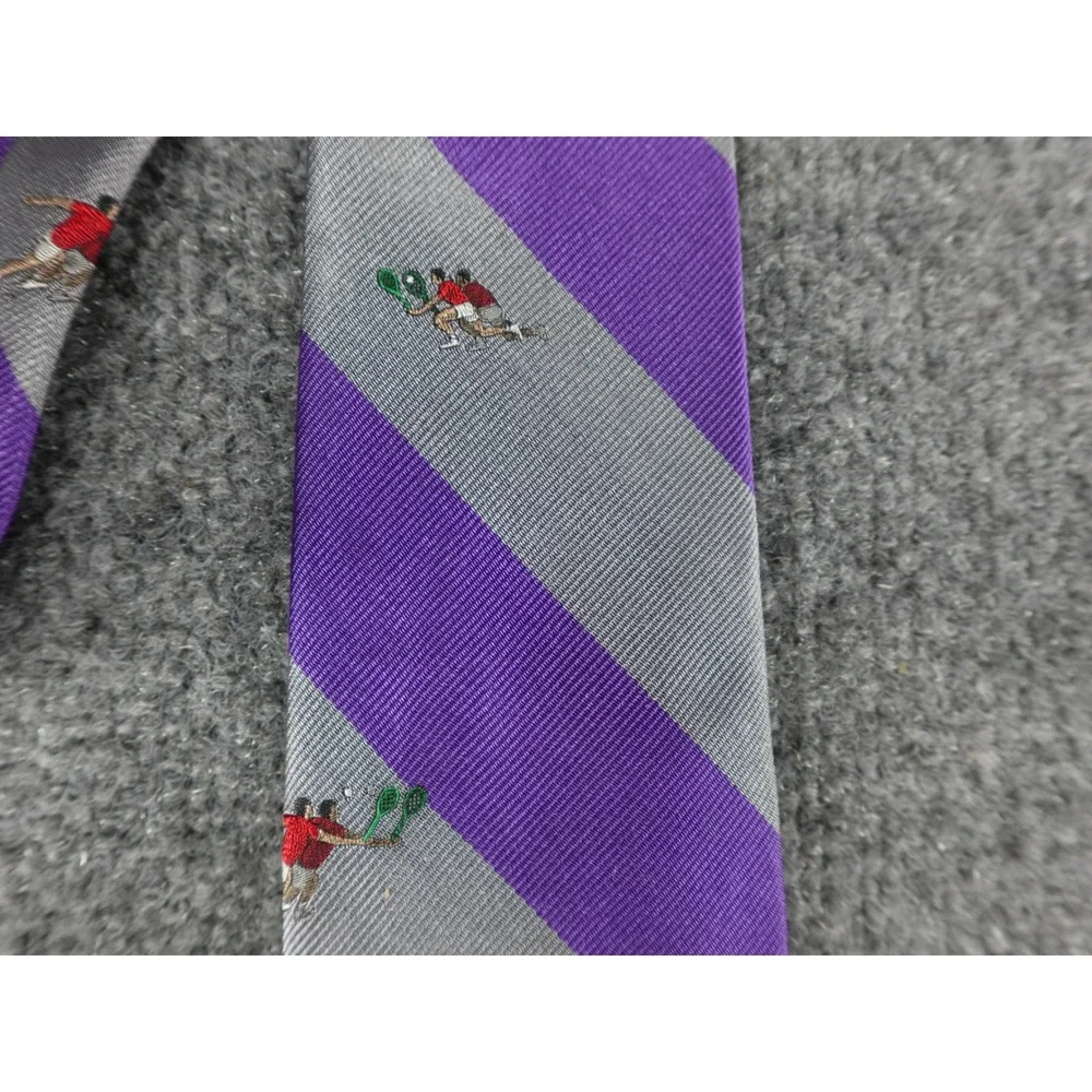 Robert Talbott Tie Mens‎ OS Purple Good Silk Tennis Stripe Nordstrom Hand Sewn